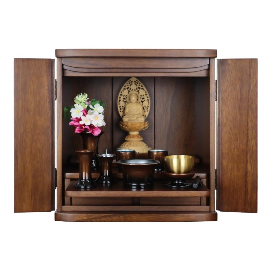 モダン上置き仏壇 セル13号 仏具セット 桐無垢材 ミニ仏壇 ブラウン