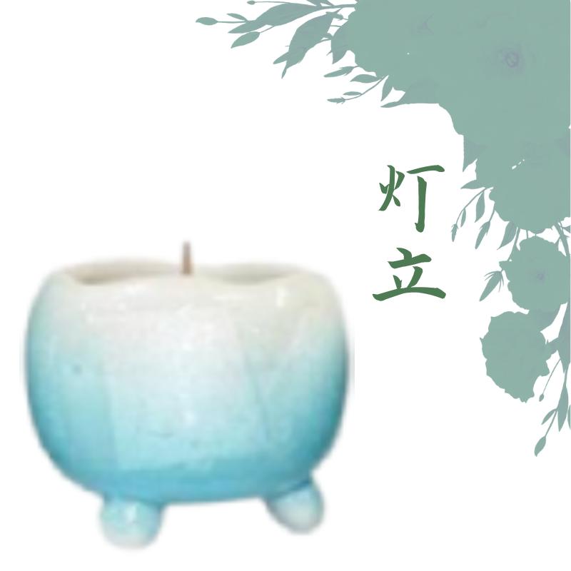 仏具セット　仏具　モダン　九谷焼銀彩　ほのか　中　6点セット　グリーン　香炉　火立　茶湯器　仏飯器　線香差　花立_2