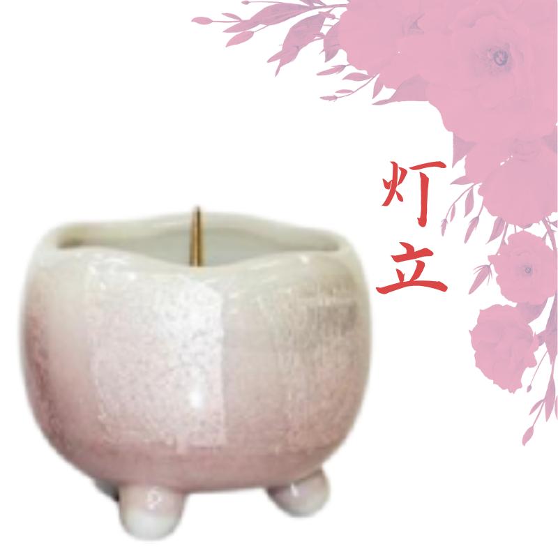 仏具セット　仏具　モダン　九谷焼銀彩　ほのか　中　6点セット　ピンク　香炉　火立　茶湯器　仏飯器　線香差　花立_2