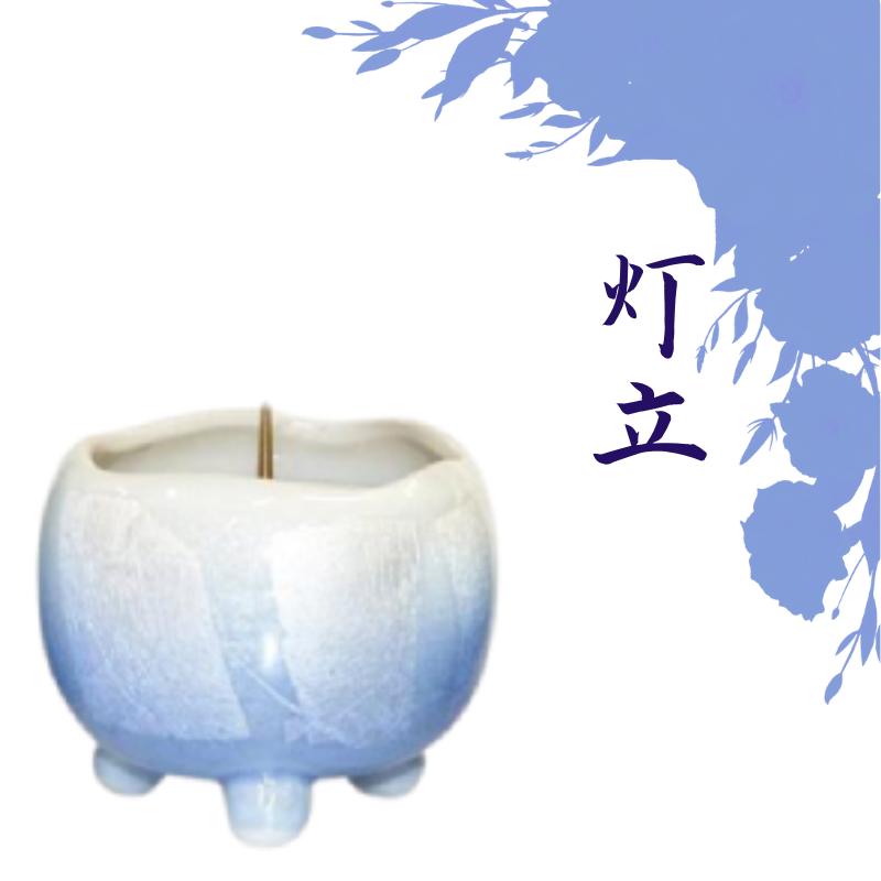 仏具セット　仏具　モダン　九谷焼銀彩　ほのか　中　6点セット　ブルー　香炉　火立　茶湯器　仏飯器　線香差　花立_2