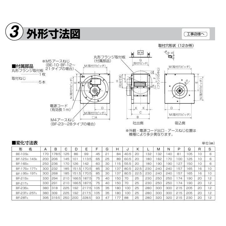 三菱電機 片吸込形シロッコファン BE-10S5 三菱電機（MITSUBISHI ELECTRIC） 【BE-10S5】三菱 片吸込形シロッコ