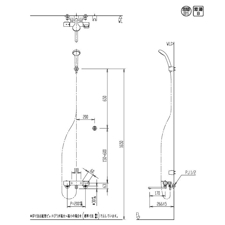 LIXIL 【BF-KA145TSG】 INAX サーモスタット付シャワーバス水栓 LIXIL 【BF-KA145TSG】 INAX サーモスタット付シャワーバス水栓
