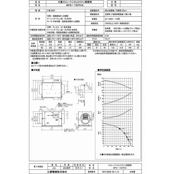 三菱電機（MITSUBISHI ELECTRIC） 三菱 換気扇【BFS-150TXA】産業用