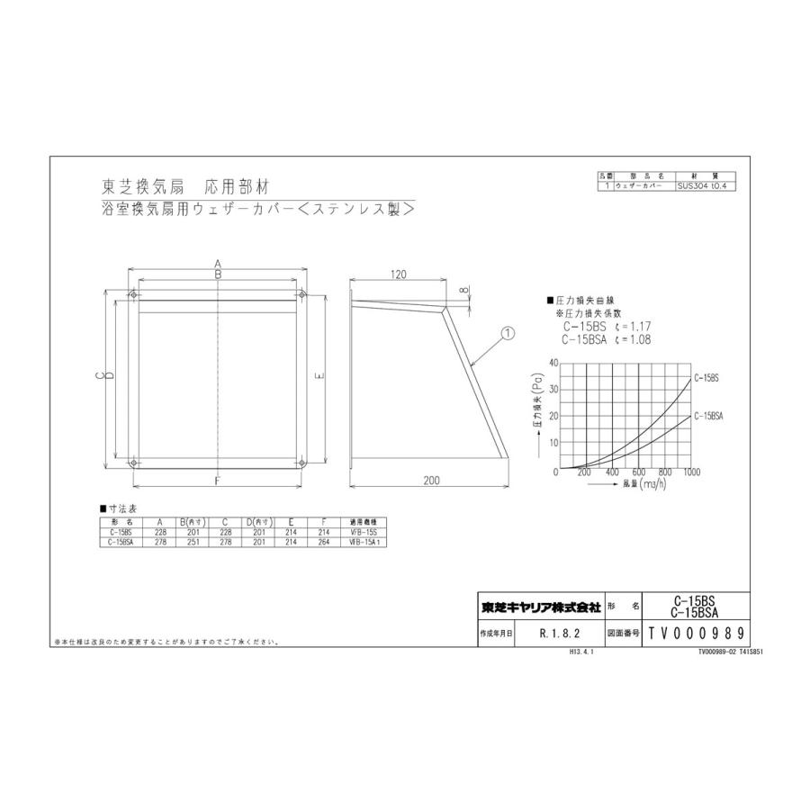 東芝 換気扇 【C-15BS】 浴室用換気扇用別売部品 ウェザーカバー 純正品【純正品】｜mary-b｜02