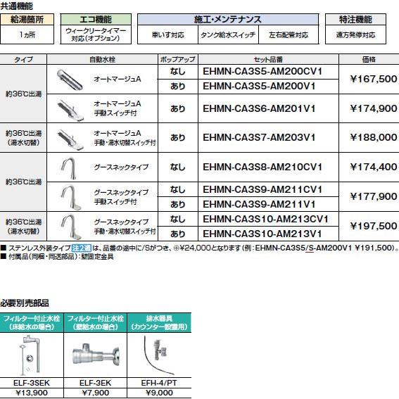 EHMN-CA3S10-AM213CV1 INAX・イナックス・LIXIL・リクシル 電気温水器 ゆプラス 自動水栓一体型壁掛3Lタイプ パブリック向け【純正品】｜mary-b｜02