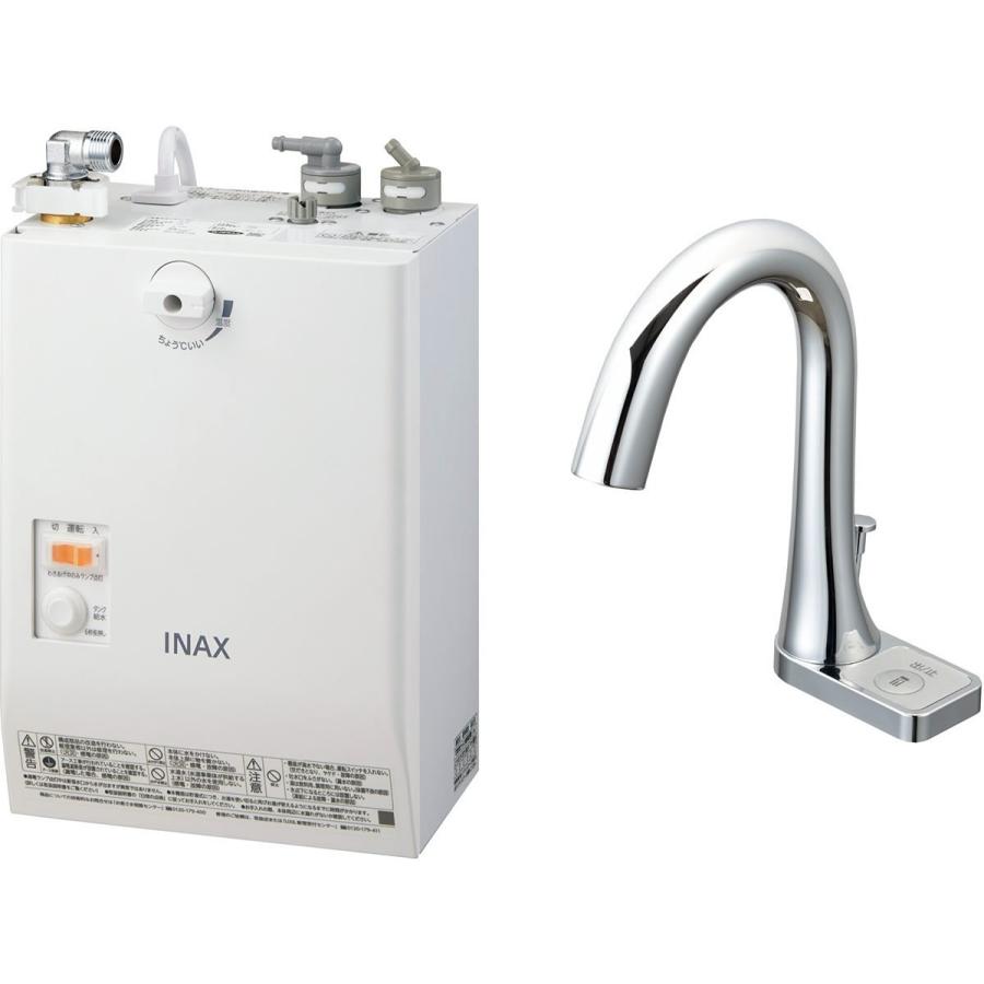 INAX・LIXIL 電気温水器 3L ゆプラス 自動水栓一体型壁掛 適温出湯 自動水栓：グースネックタイプ 手動スイッチ付
