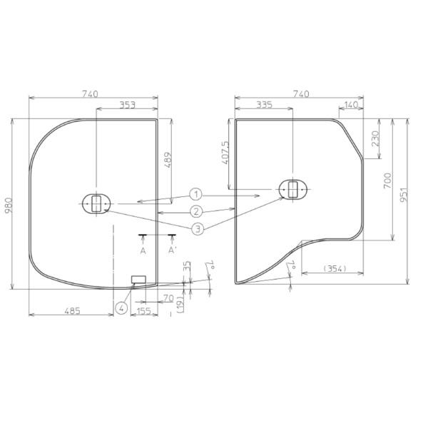 【EKK81034WR4】TOTO 風呂ふた 部品 ネオＬ用把手付割り風呂蓋Ｒの画像