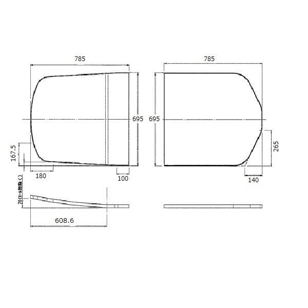 TOTO 【EKKS7JKAA22W】TOTO 風呂ふた 1650FC用2枚蓋セット 部品 1650FC