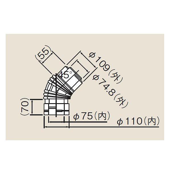 リンナイ φ110×φ75給排気部材 FF 2重管用【FFWL-45】45°エルボ（21-5371）【FFWL45】 給湯器【純正品】｜mary-b