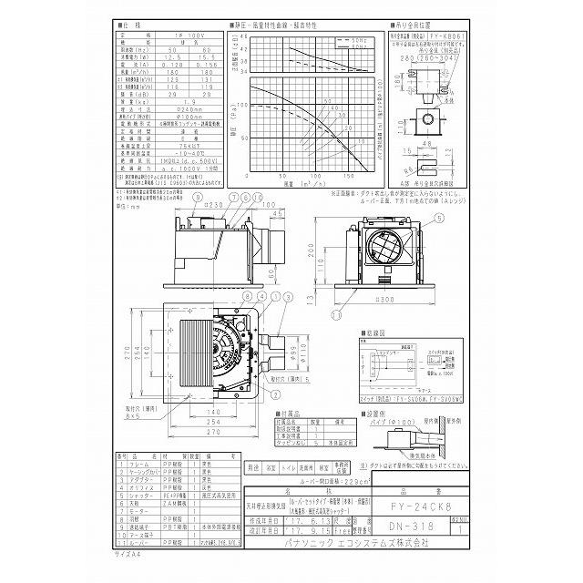 Panasonic パナソニック 換気扇 FY-24CK8 天埋換気扇(低騒音形 Panasonic パナソニック 換気扇 FY-24CK8 天埋換気扇(低騒音形