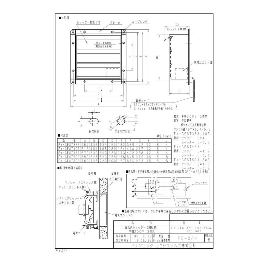 Panasonic（パナソニック） 【FY-GEST403】 有圧換気扇用 電気式 