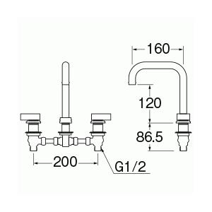 K5541N-NCU-13　三栄水栓[SANEI]　ツーバルブ洗面混合栓［共用形］　混合栓　台付ツーバルブ（ミキシング）