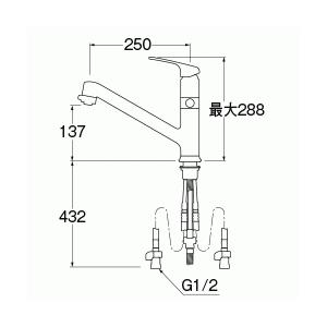 K87101EBJK-13　三栄水栓[SANEI]　シングルワンホールスプレー分岐混合栓　混合栓　ワンホールシングルレバー式