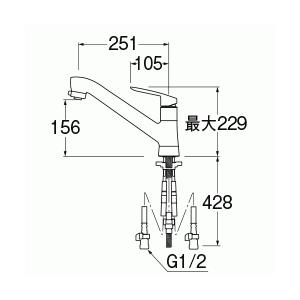 K87121E2TJK-13　三栄水栓[SANEI]　シングルワンホールスプレー混合栓　混合栓　ワンホールシングルレバー式