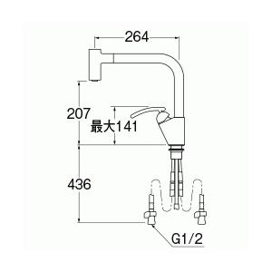 K87502EJV-13　三栄水栓[SANEI]　シングルワンホールスプレー混合栓　混合栓　ワンホールシングルレバー式