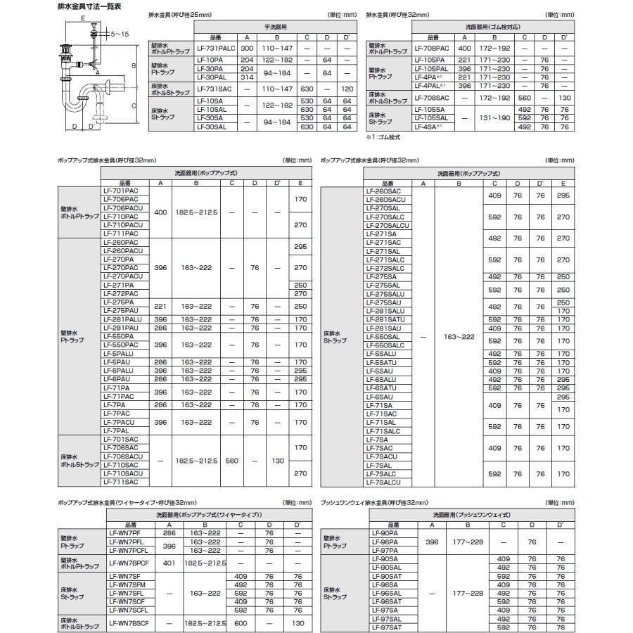 TOTO 【LF-30SA】 INAX・LIXIL 洗面器・手洗器用セット金具 排水