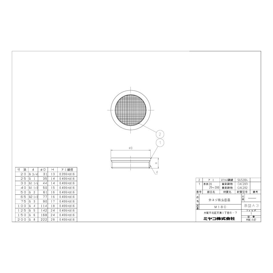 MIYAKO 【M18C 寸法：20】 ミヤコ 防虫目皿 排水部材 : 換気扇の通販