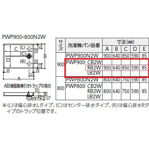 TOTO 【900×640mm】 洗濯パンと縦排水トラップのセット【セット品番
