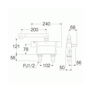 SK7851K-2-S9L20D　三栄水栓[SANEI]　サーモデッキシャワー混合栓　混合栓　台付サーモスタット式