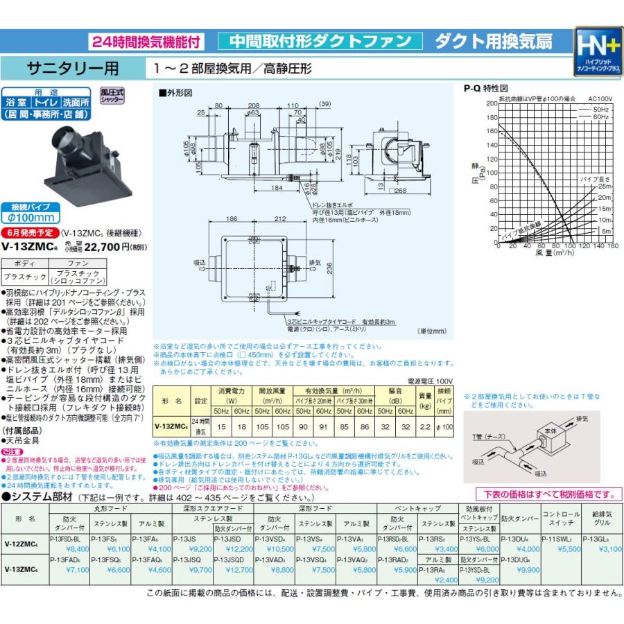 三菱電機（MITSUBISHI ELECTRIC） 【送料込み】三菱 換気扇 【V-13ZMC6