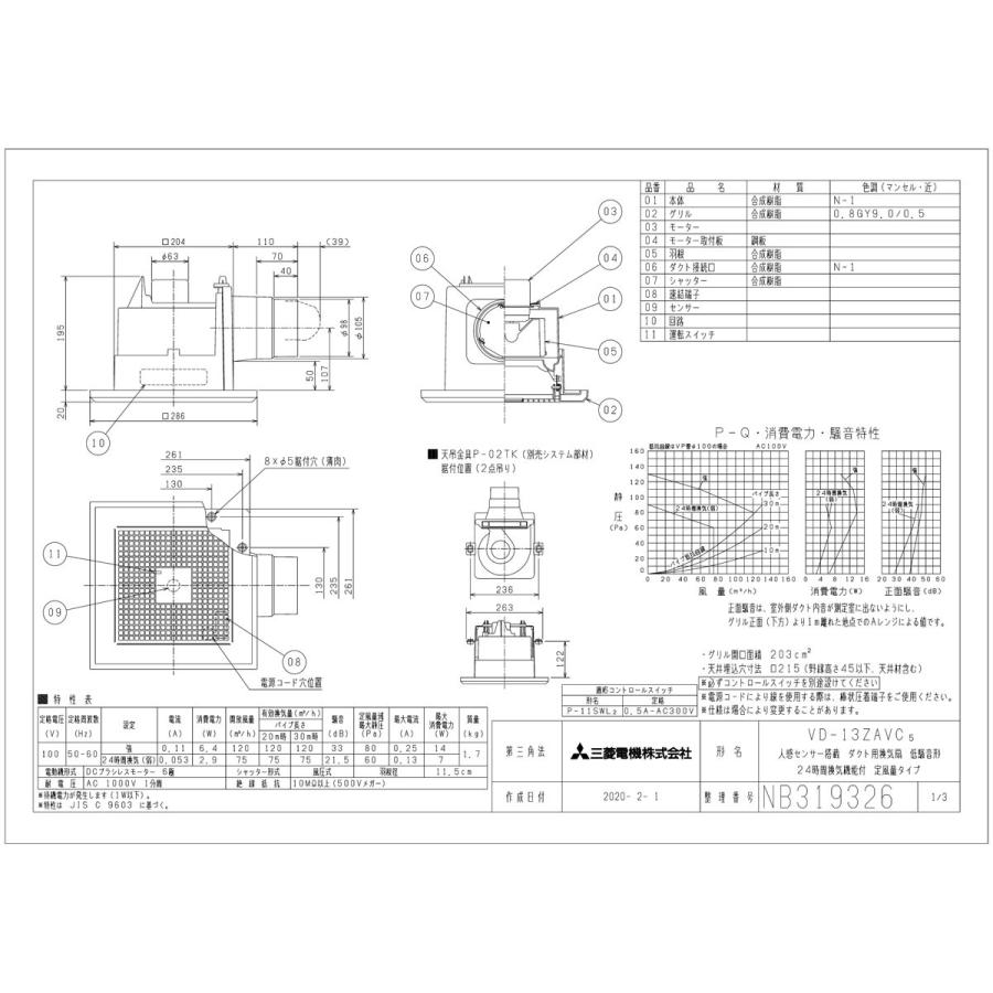 三菱 換気扇 VD-13ZAVC5 ダクト用換気扇 天井埋込形(DC 三菱 換気扇 VD-13ZAVC5 ダクト用換気扇 天井埋込形(DC