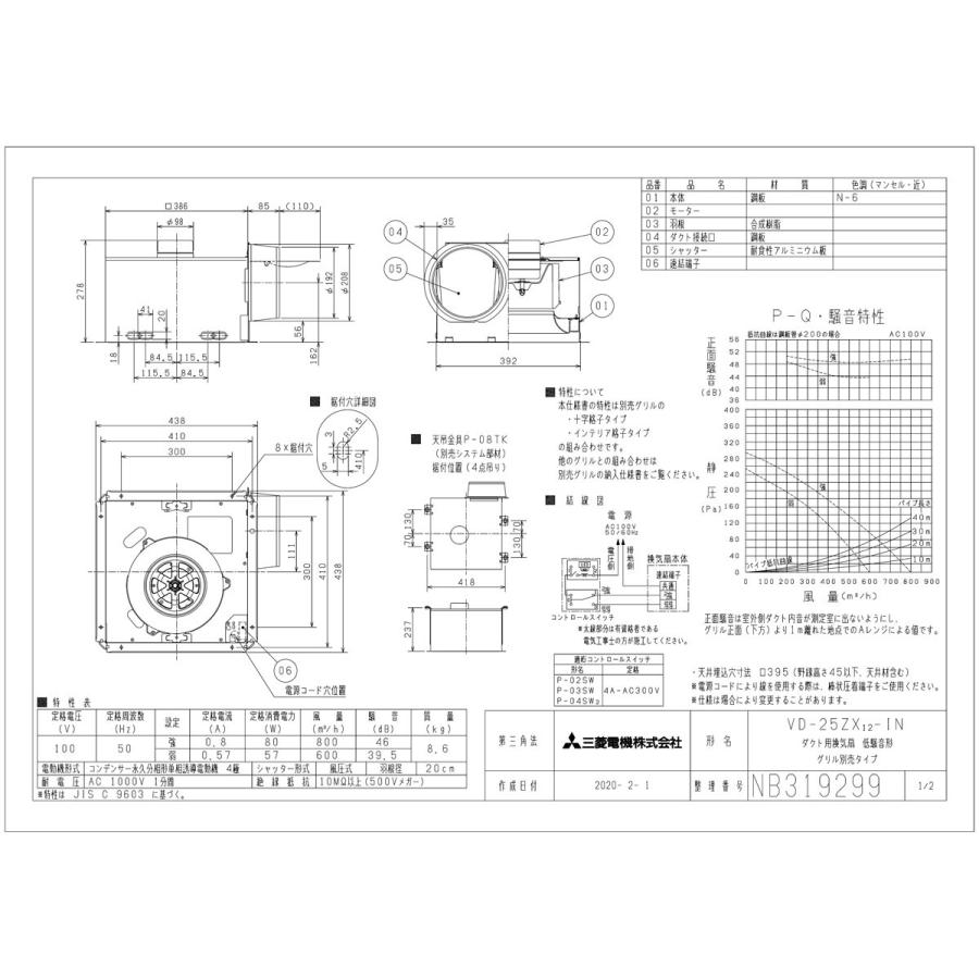 三菱 換気扇 VD-25ZX12-IN ダクト用換気扇 天井埋込形(AC 三菱 換気扇 VD-25ZX12-IN ダクト用換気扇 天井埋込形(AC
