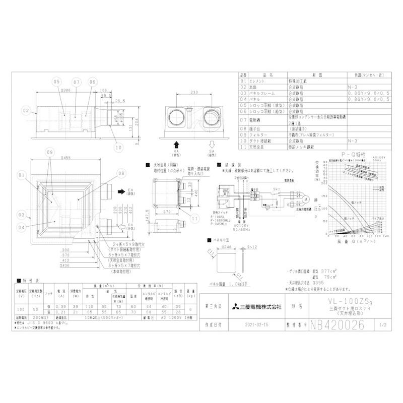 三菱電機（MITSUBISHI ELECTRIC） VL-100ZS3 三菱 換気扇 換気扇