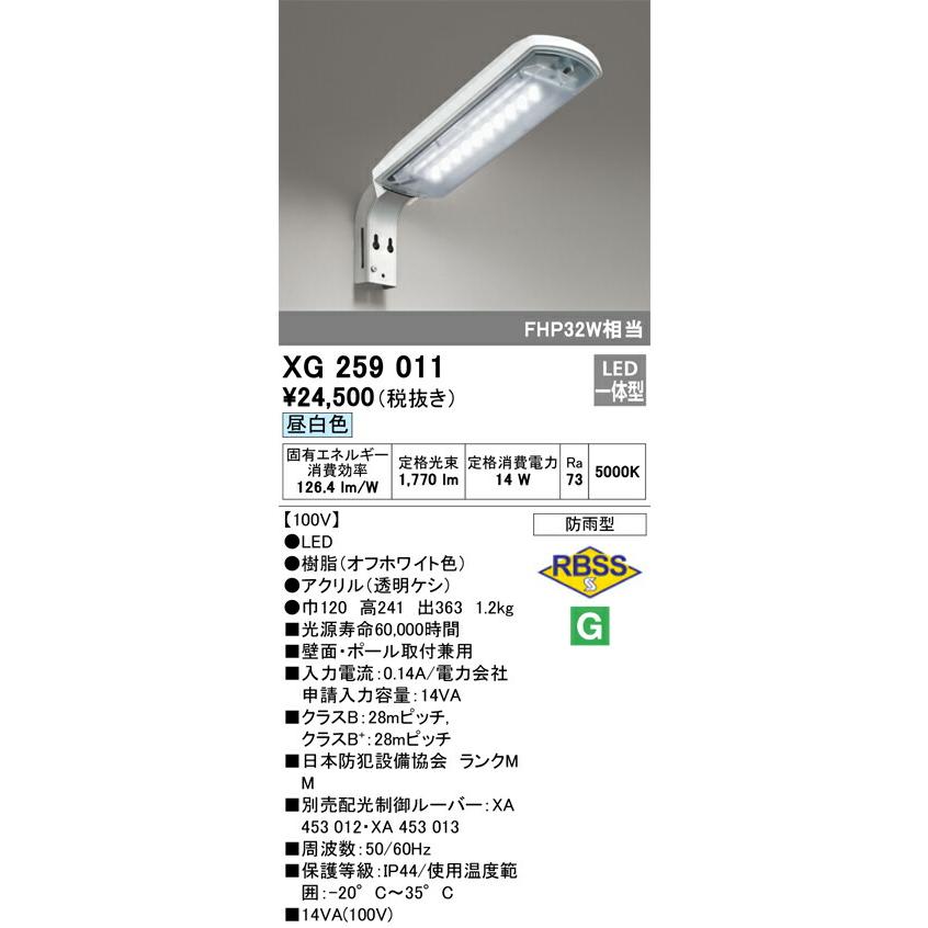 BY☆2 ODELIC LED街路灯 昼白色 白熱灯60W×2灯クラス