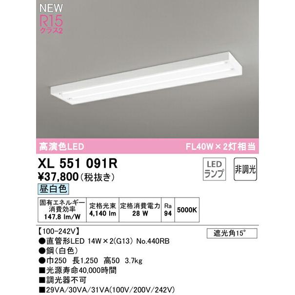 オーデリック ベースライト 【XL551091R】【XL 551 091R】【代引決済・後払い決済不可】