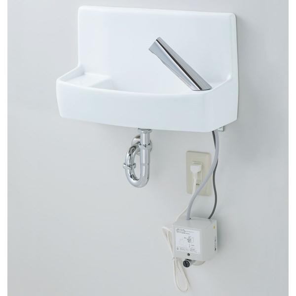【YL-A74TAA】 ・リクシル トイレ用手洗器 自動水栓（100V） 壁給水・床排水 アクアセラミック