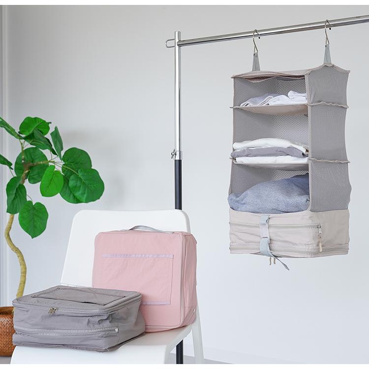 吊り下げ収納 トラベルポーチ 吊り下げ 圧縮 軽量 3段 大容量 収納