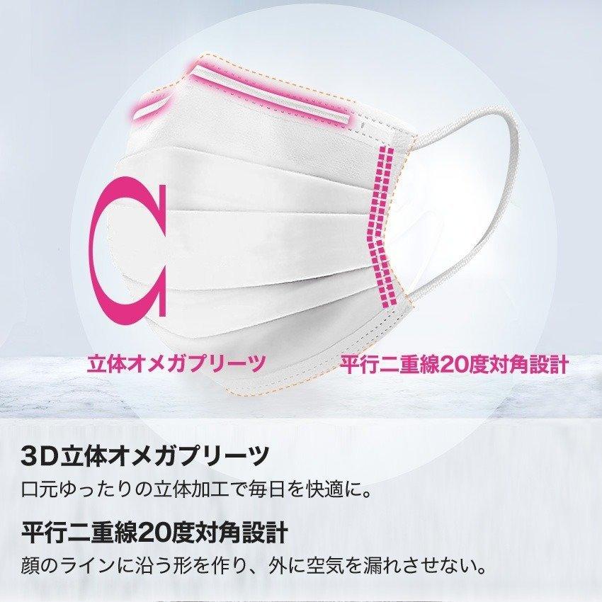 マスク 不織布 不織布カラーマスク オメガプリーツ カラー 小さめ