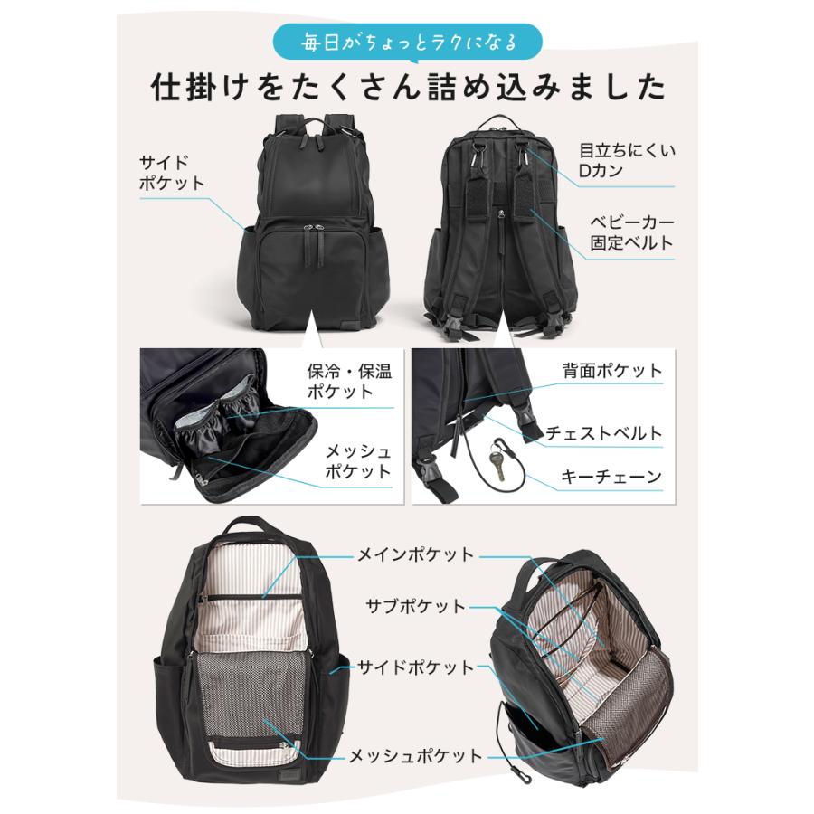 多機能・大容量】防災リュックに最適！マザーズリュック グレー ボトル