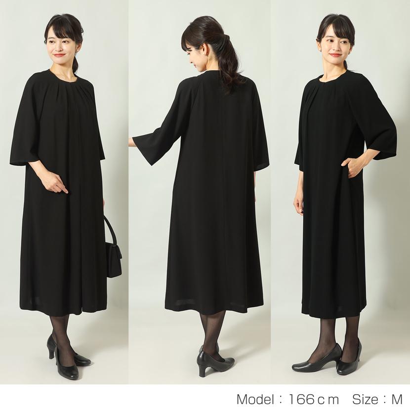 喪服 ワンピース レディース 礼服 洗える ブラックフォーマル 前開き ロング丈 冠婚葬祭 葬式 法事 体型カバー 二の腕カバー 30代 40代 50代 60代 bs-017-op_4
