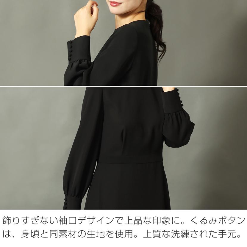 喪服 洗える ワンピース シルキー素材 レディース ブラックフォーマル
