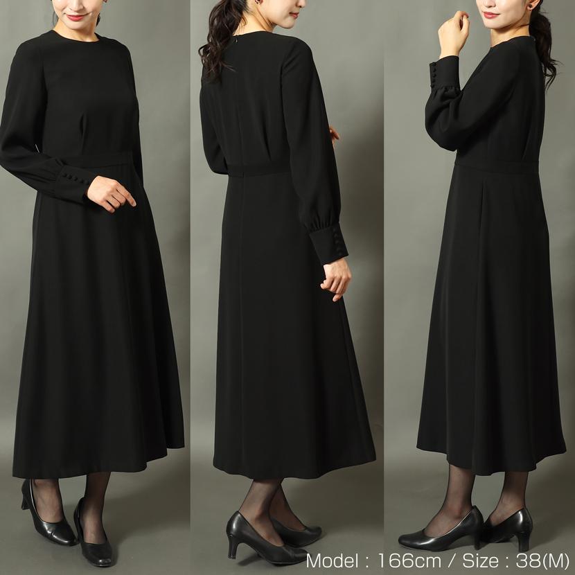 喪服 洗える ワンピース シルキー素材 レディース ブラックフォーマル