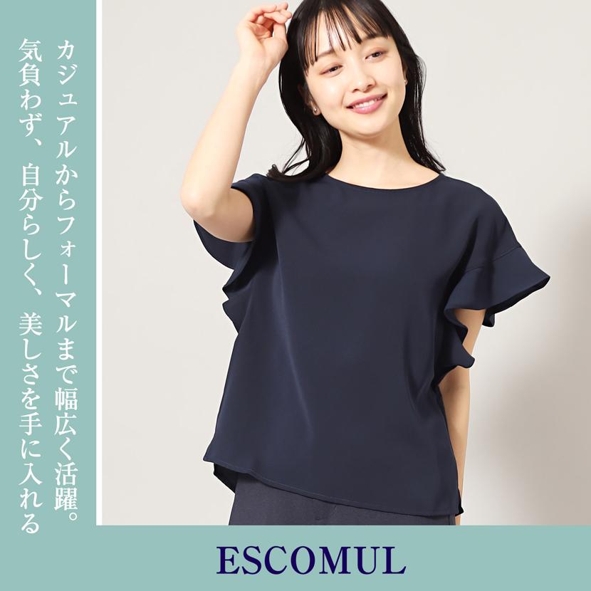 MaryCoco（メアリーココ） ブラウス 前後2way 洗える 半袖 紺 ネイビー