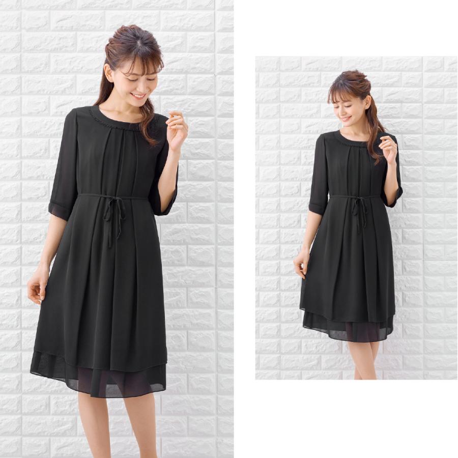喪服 レディース 夏用 礼服 ブラックフォーマル レディース スーツ  洗える ワンピース 女性 ママスーツ　喪服夏の画像