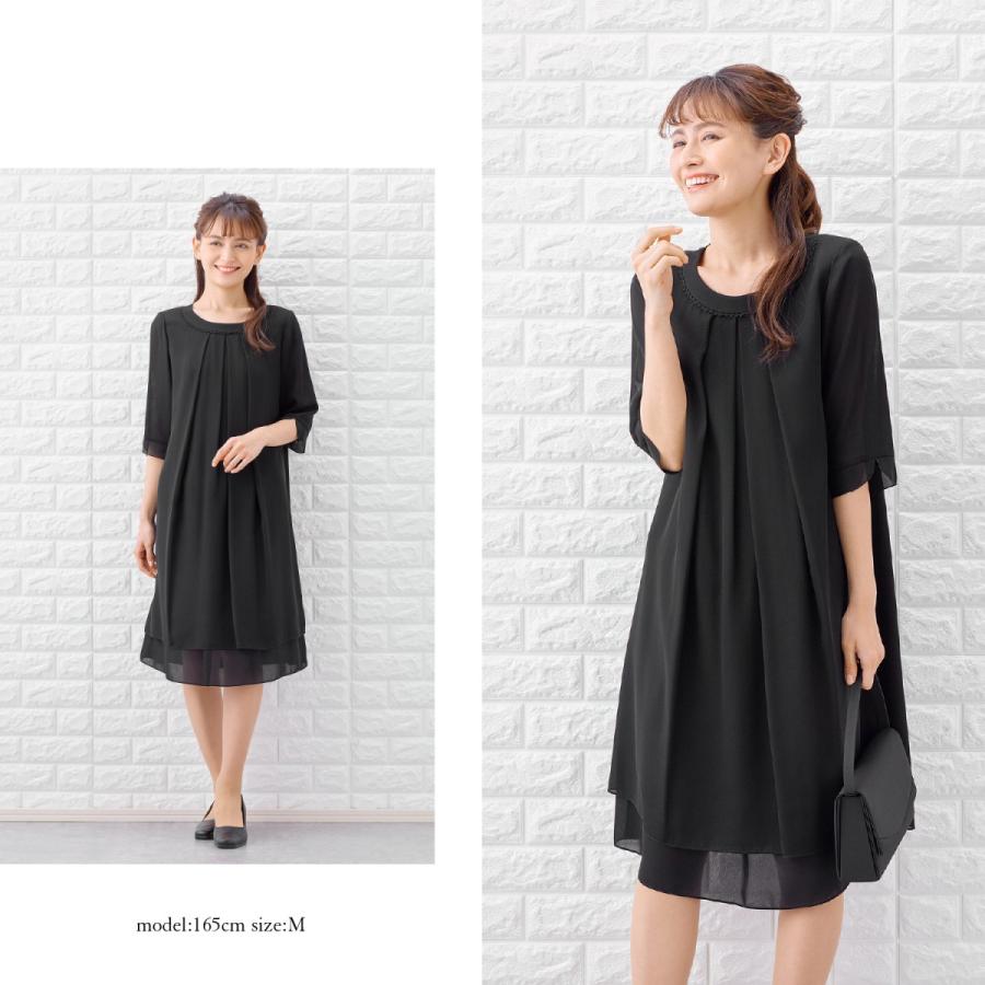 喪服 レディース 夏用 礼服 ブラックフォーマル レディース スーツ  洗える ワンピース 女性 ママスーツ　喪服夏の画像