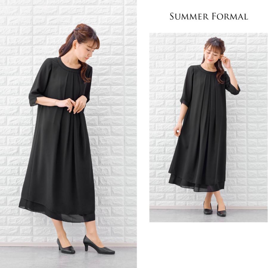 喪服 レディース 夏用 礼服 ブラックフォーマル レディース スーツ  洗える ワンピース 女性 ママスーツ　喪服夏の画像