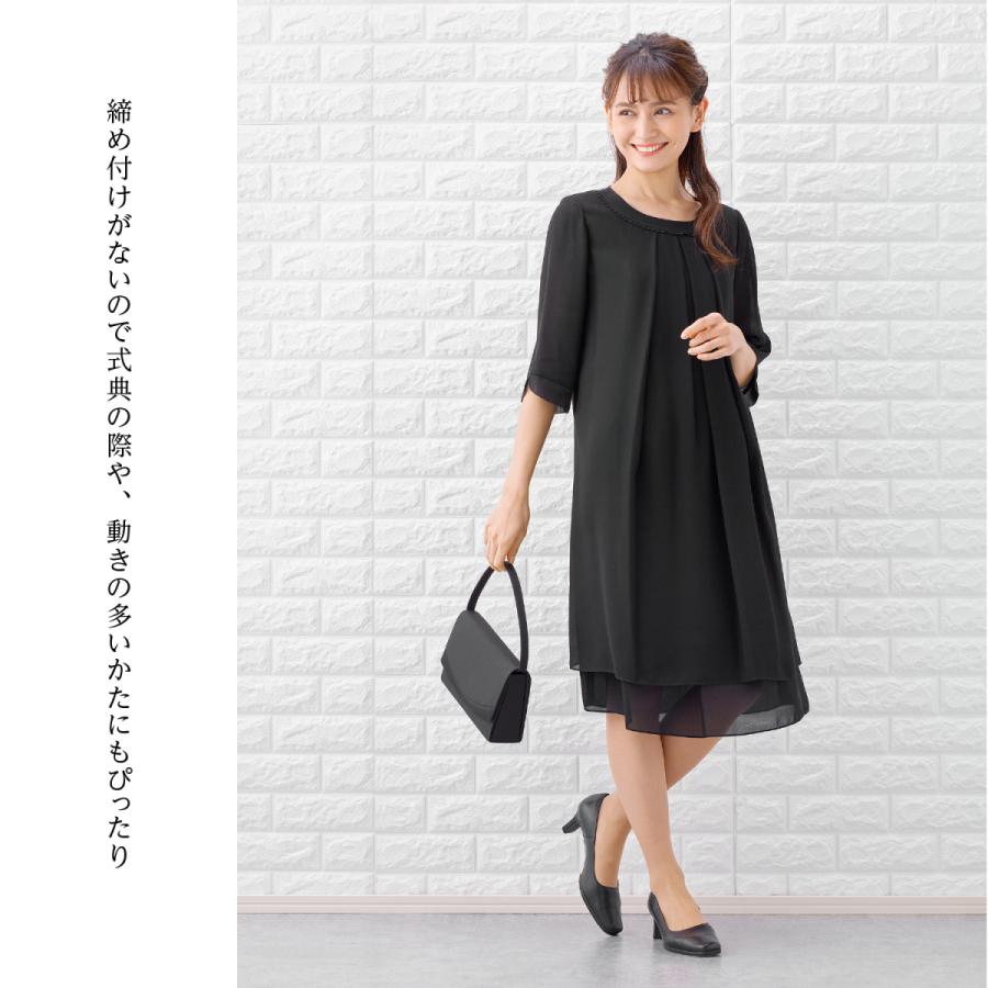 喪服 レディース 夏用 礼服 ブラックフォーマル レディース スーツ  洗える ワンピース 女性 ママスーツ　喪服夏の画像