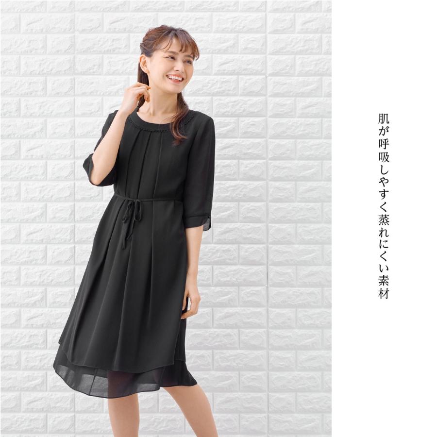 喪服 レディース 夏用 礼服 ブラックフォーマル レディース スーツ  洗える ワンピース 女性 ママスーツ　喪服夏の画像