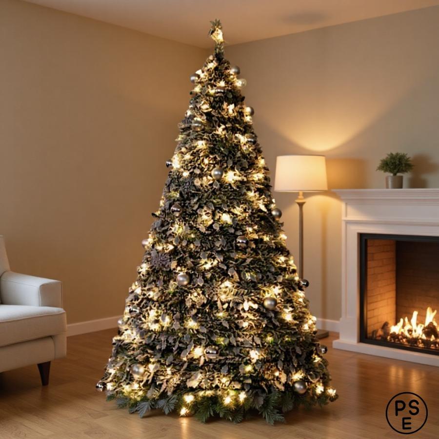 伸縮 LEDライト付き】 クリスマスツリー 折りたたみ コンパクト収納 省