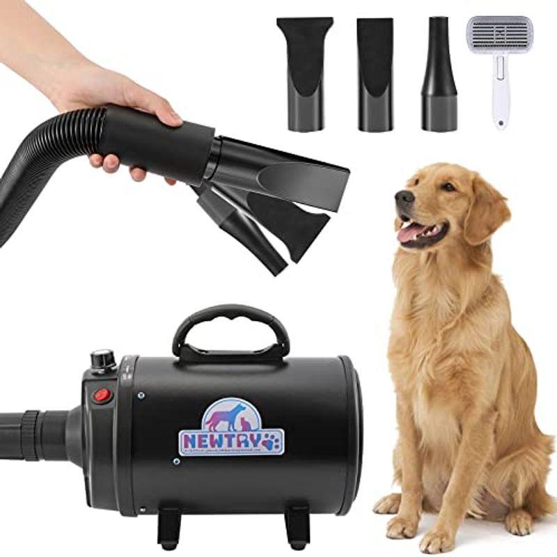 NEWTRY ペットドライヤー ペットヘアードライヤー ブロワー 無段階速度制御 送風機 3つのノズル付き 風速、温度調整可能 強いブロー力(11040円)