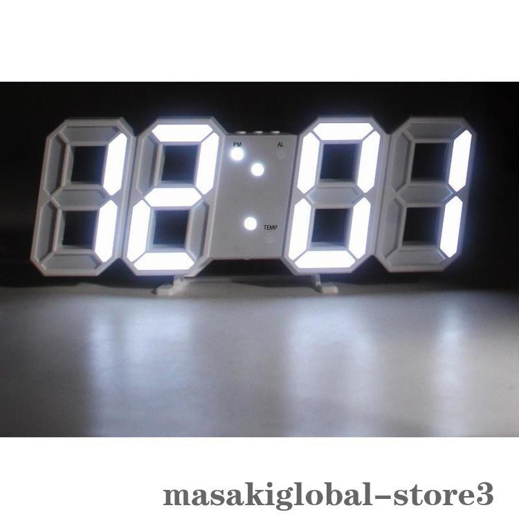 時計 置時計 壁掛け時計 目覚まし時計 アラーム LEDライト USB接続 立体 デジタル時計 日付表示 インテリア おしゃれ かっこいい｜masakiglobal-store3｜14