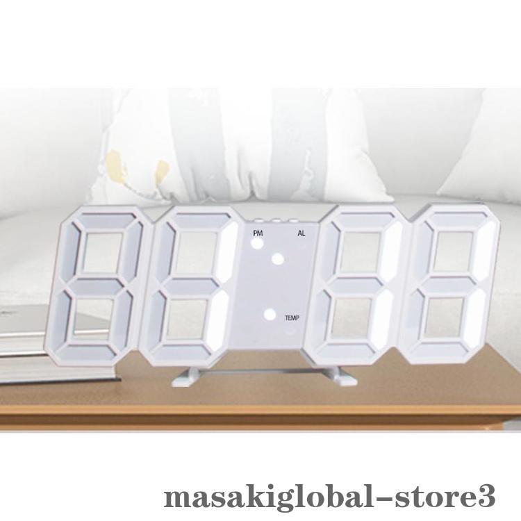 時計 置時計 壁掛け時計 目覚まし時計 アラーム LEDライト USB接続 立体 デジタル時計 日付表示 インテリア おしゃれ かっこいい｜masakiglobal-store3｜07