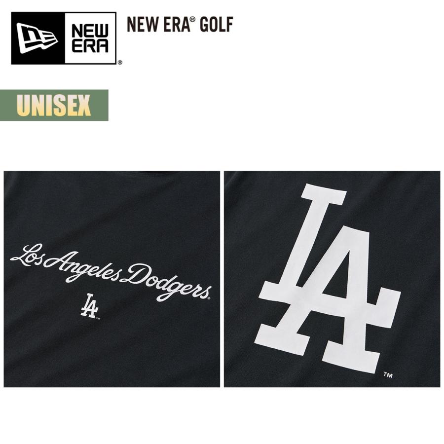 ニューエラ ゴルフ 半袖 ミッドネック Tシャツ NEW ERA GOLF S/S Mid Neck T-shirt MLB ロサンゼルス・ドジャース ブラック スクリプト 吸汗速乾 UVカット 抗菌_3