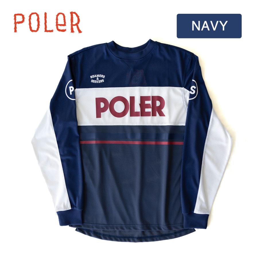 ポーラー Tシャツ 長袖 POLER TECH MOTO JERSEY メッシュ ジャージ プリント フロントプリント バックプリント ブランドロゴ ベージュ ネイビー アウトドア｜masanagoya｜03