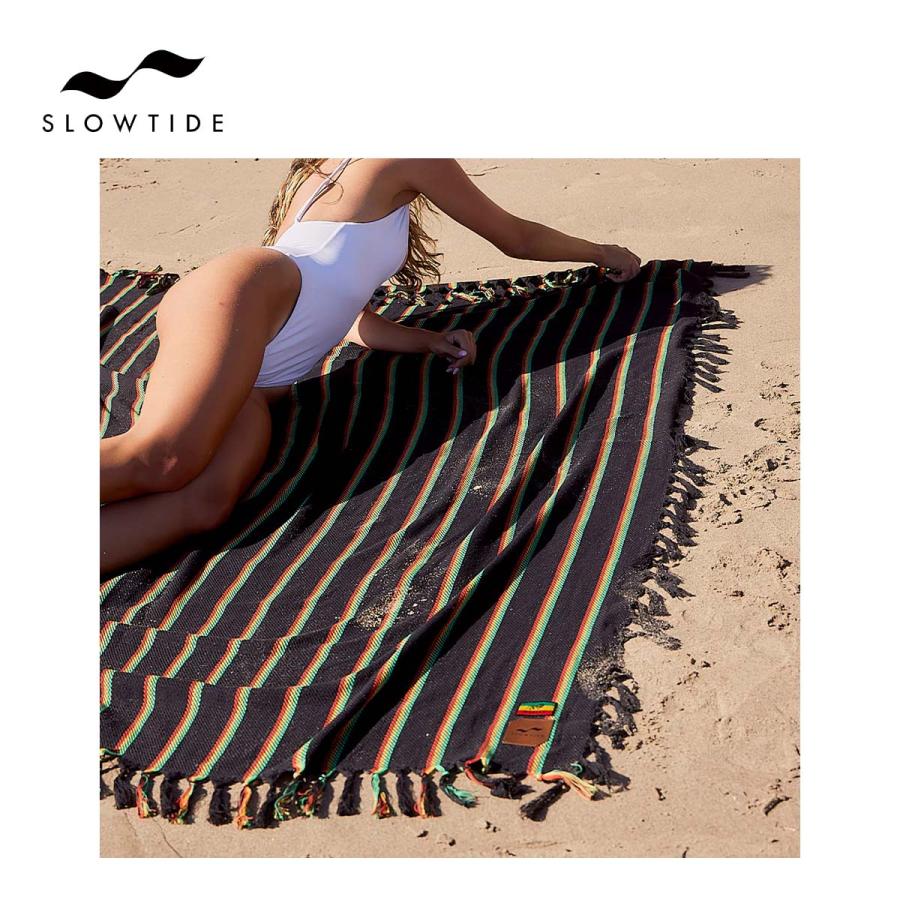 スロータイド タオルブランケット ビーチマット ボブ・マーリー コラボ SLOWTIDE Natural Mystic Throw Blanket ビーチ レジャー ブランケット ベッドカバーの画像