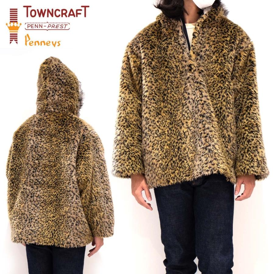 プルオーバー アウター メンズ TOWNCRAFT ALASKAN PULL HOODIE JACKET タウンクラフト フーディー ハーフジップ アラスカジャケット レオパード ヒョウ｜masanagoya